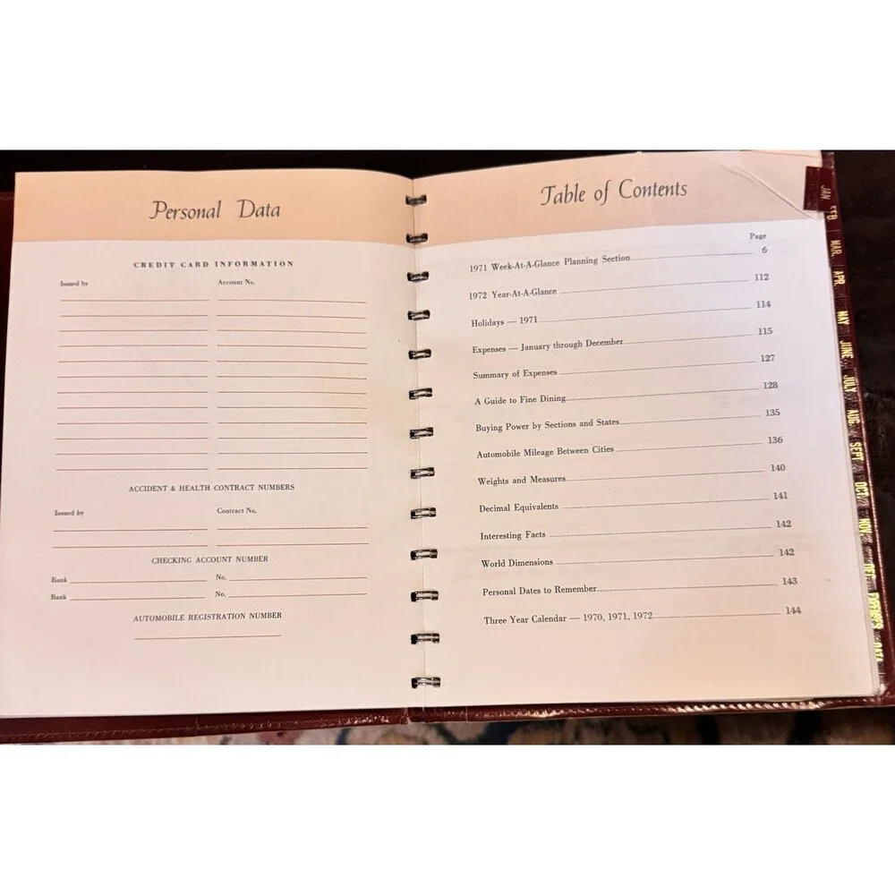 Eatons At A Glance Executive Planner 1971 Vintage Calendar Appointment Used
